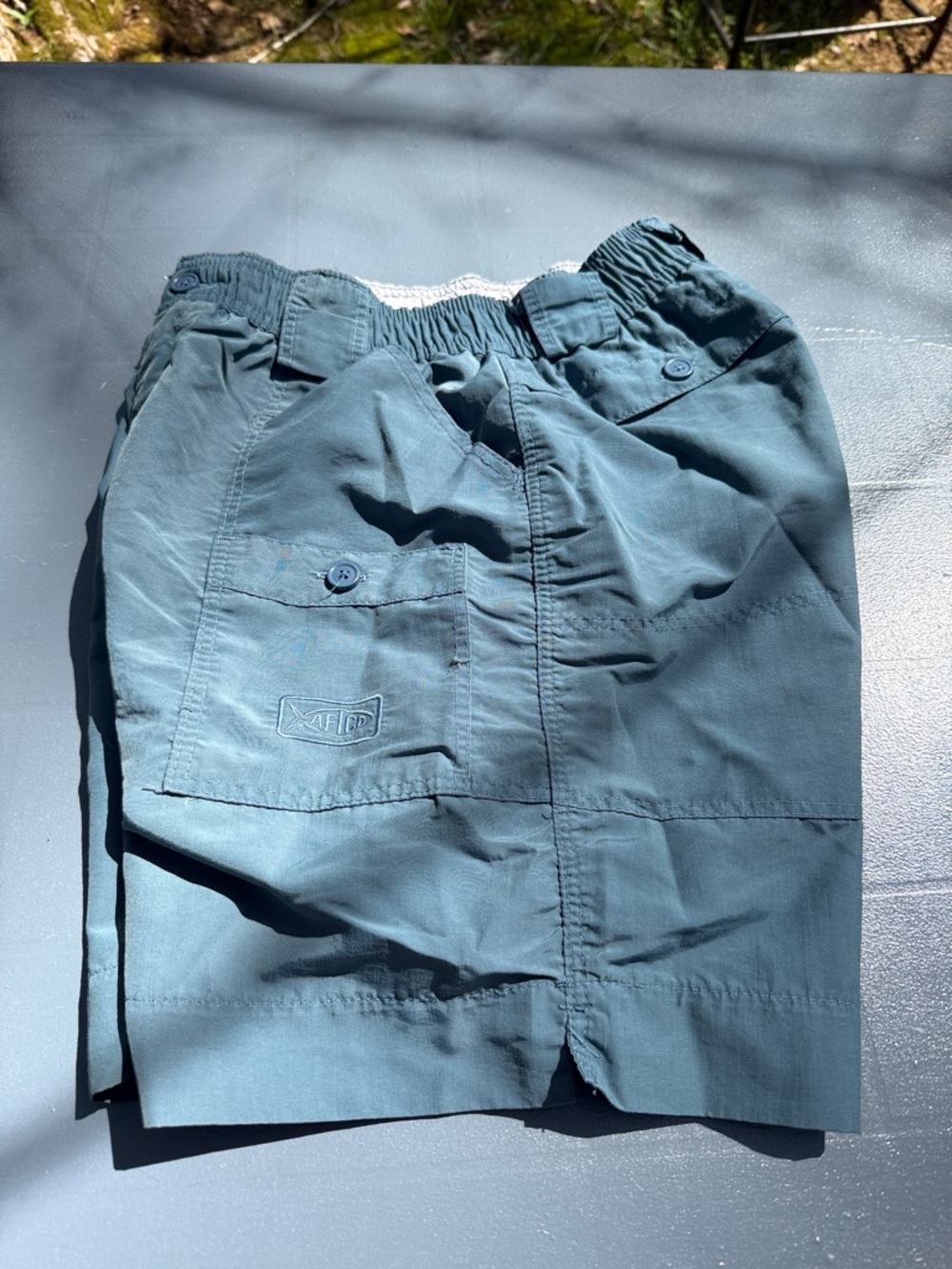 AFTCO Slate Teal Elastic Waist Fishing Shorts